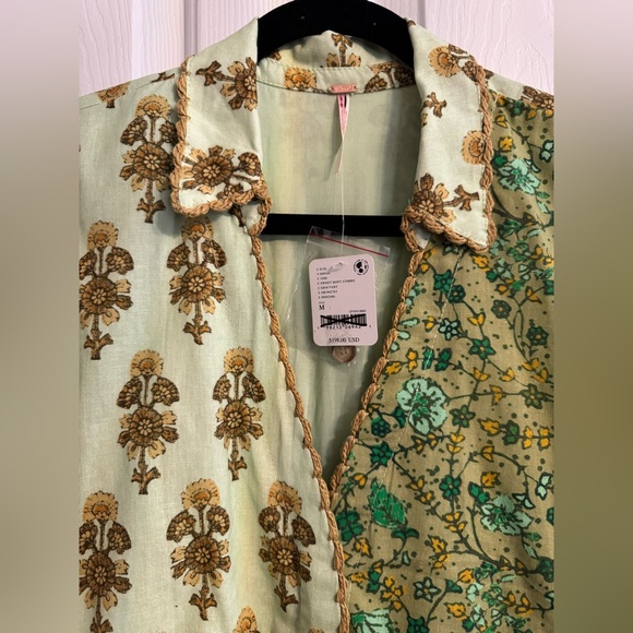 Free People Hazy Baby Printed Mini Dress NWT Green Combo Size M - Picture 6 of 8